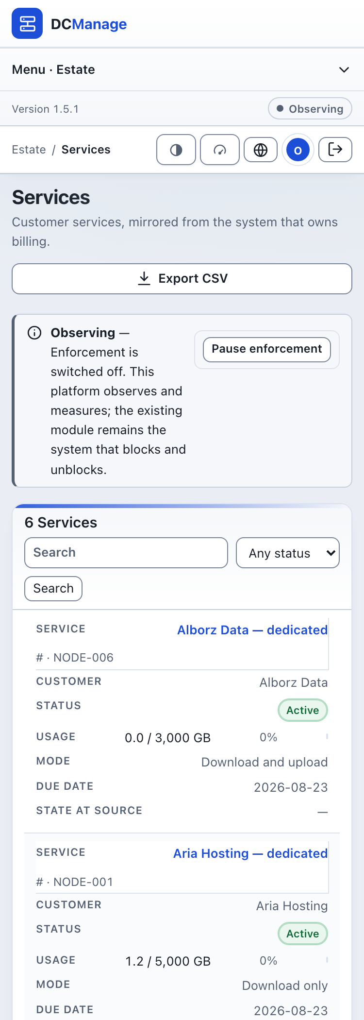 Services and usage